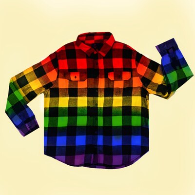 Tie Dye Rainbow Flannel - Purple Pride Flag Buffalo Plaid Shirt - image5